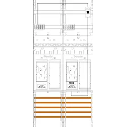 f-tronic 7141027 Zählerfeld ER26L-PV, 2-feldrig, H=1050mm, 2-eHZ, Kaskade, 1 HSP, 2 Res. ER26LPV