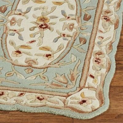 Nourison / Exclusives Rose Aubusson Rectangle Rug, 5' x 8', Aqua Mist