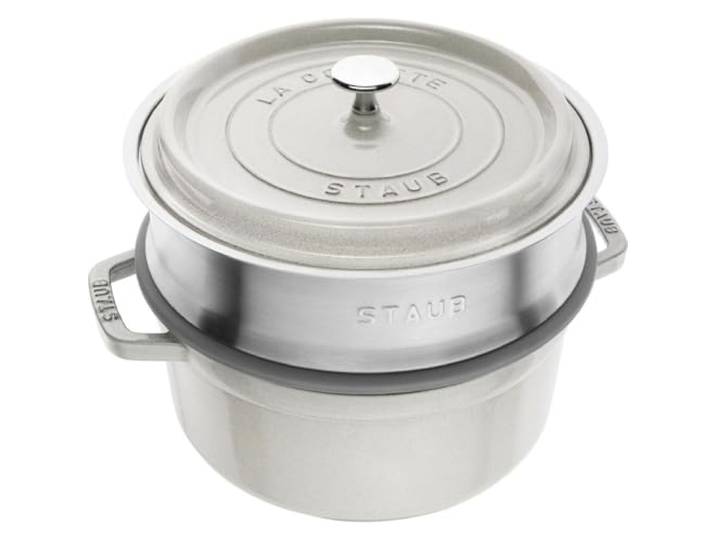 Zwilling Staub La Cocotte 40508-822-0 Guss-Kochtopf rund mit Einsatz und Trüffel, 3,8 Liter, weiß