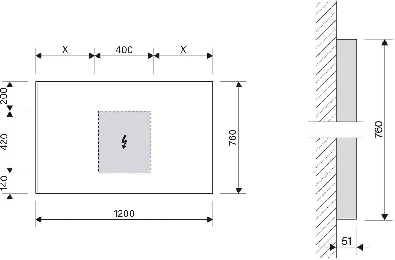 Schneider GLOW HCL Lichtspiegel A/SP 120/HCL/Sound 120 x 76 cm mit Soundsystem, LED Beleuchtung und Tageszeitsteuerung
