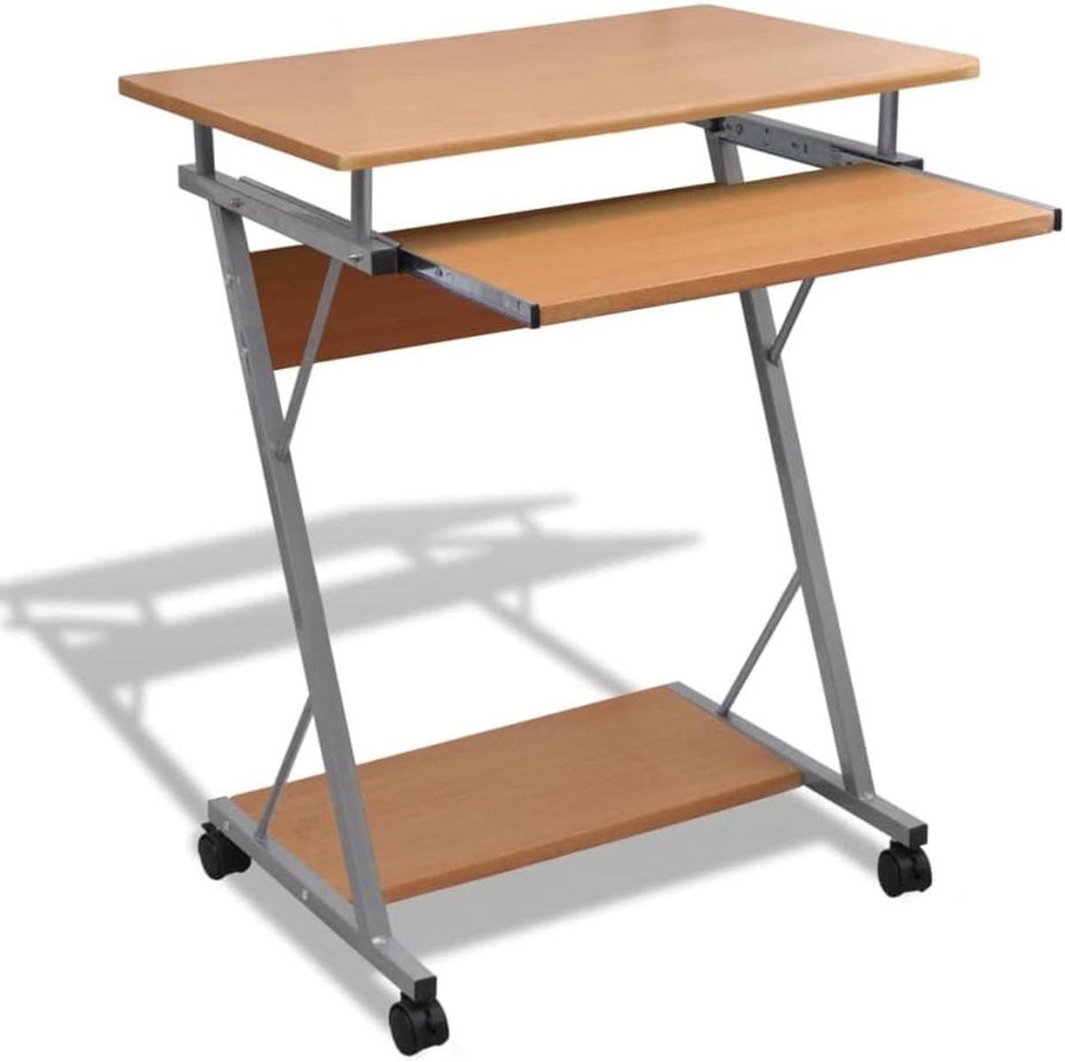 Compact Computer Bureau met Lade en Uittrekbaar Toetsenbordblad - Bruin - B: 60 cm, D: 40 cm