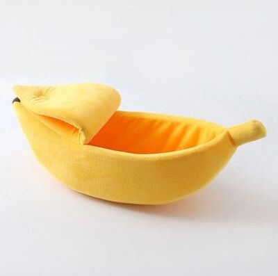 Inspired Finds Cozy Banana Shape Cat Bed For Indoor Cats & Small Dogs yellow s