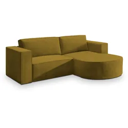 ECKSOFA SORELA M R-S Gelb Velours-Stoff mit Schlaffunktion