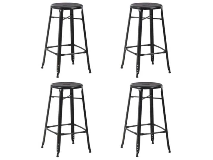 TEKGHUT Barhocker 4 STK. Schwarz Stahl Pulverbeschichtet, Robust, Pflegeleicht, Verstärkte Beine, 110 kg Belastbar, Küche Esszimmer