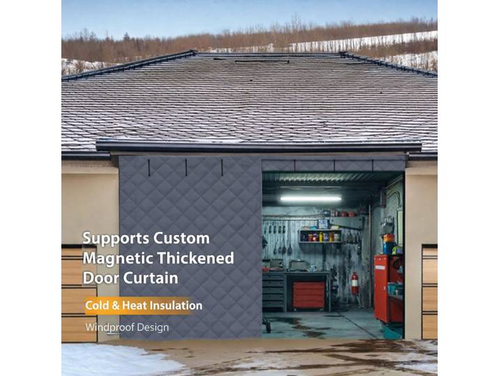 Écran de porte de garage pour kit d'isolation d'hiver, rideau de porte isolé thermique magnétique avec tissu Oxford auto-absorption magnétique