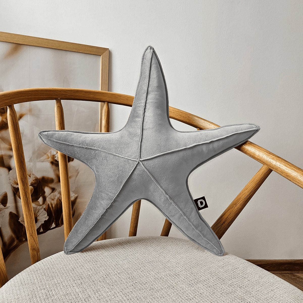 Decordruk VELVET Sierkussen - Grijs - Stervorm - 53 cm
