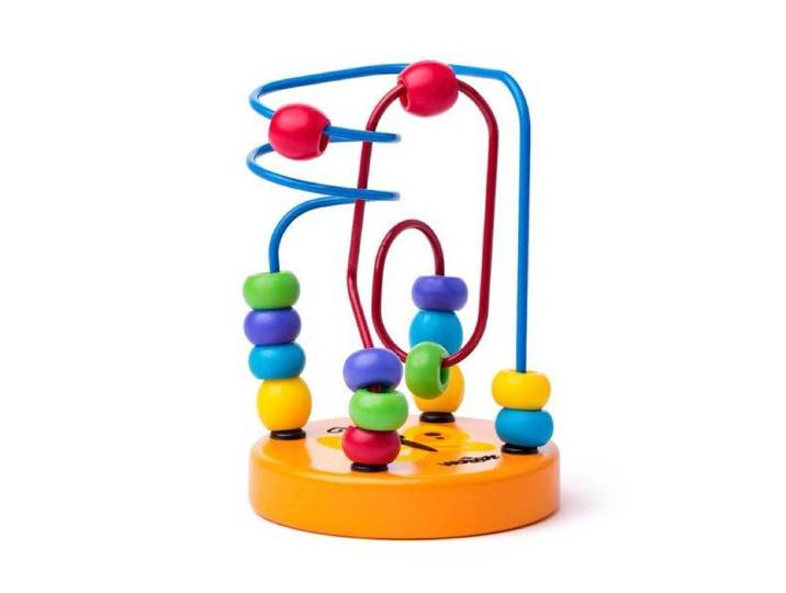 Woody 90065 - Mini labyrint - Technisch en tactisch inzicht - Licht oranje 9x12.5cm