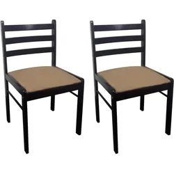 Décoshop26 - Set aus 2 braunen Küchen-Esszimmerstühlen aus massivem Hevea-Holz und Samt CDS020700