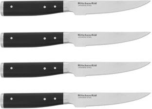 KitchenAid Gourmet 4-Piece Forged Triple Rivet Steak Knife Set, Black
