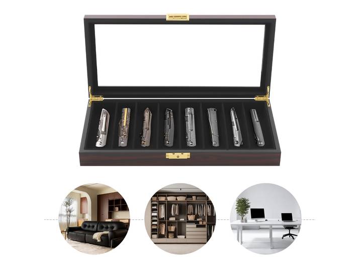 Présentoir de couteaux à 8 fentes, mallette de rangement de couteaux, porte-couteau Portable, organisateur pour couteaux de poche, couverts fourchettes cuillère Collection
