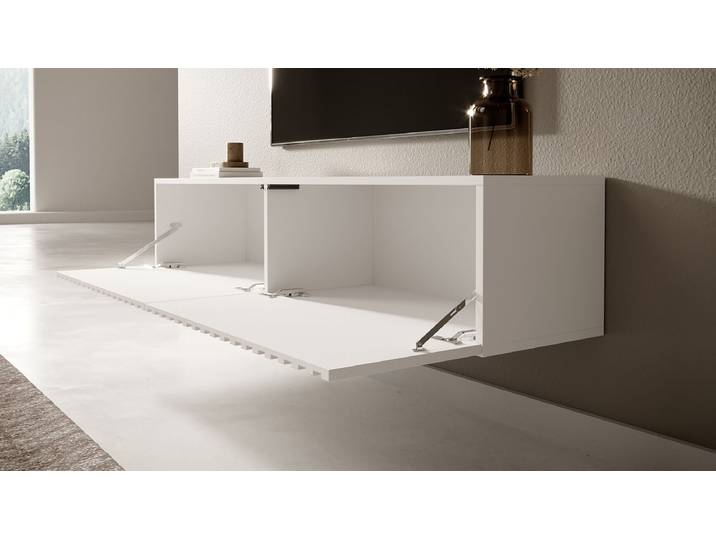 Hänge-Lowboard Telire Spanplatte, beschichtet Weiß/Weiß 139cm