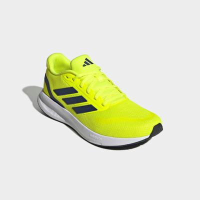 Laufschuh ADIDAS PERFORMANCE "RUNFALCON 5", Herren, Gr. 44, gelb (solar gelb, dunkelblau, ftwr weiß), Synthetik, Textil, Schuhe Laufschuh