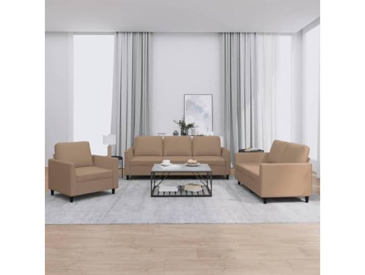 SECOLI Sofa Set 3 2 1 Wohnzimmer Sofas Set 3 Sitzer + 2 Sitzer+ Sessel Sofagarnituren Sofa Wohnzimmer Sofas & couches 3 2 1 Set-Cappuccino-Braun Kunstleder-3-tlg