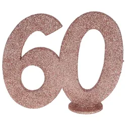 60. Geburtstag roségold glitzer Tischdekoration 11x 10 cm Zahl 60