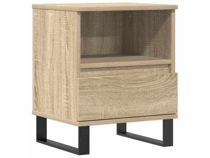 LMTYOENFG Nachttisch Beistelltisch Sonoma-Eiche 40x35x50 cm Kompakte Nachtkonsole fürs Schlafzimmer mit Schublade, offenem Ablagefach und stabilen Metallbeinen.
