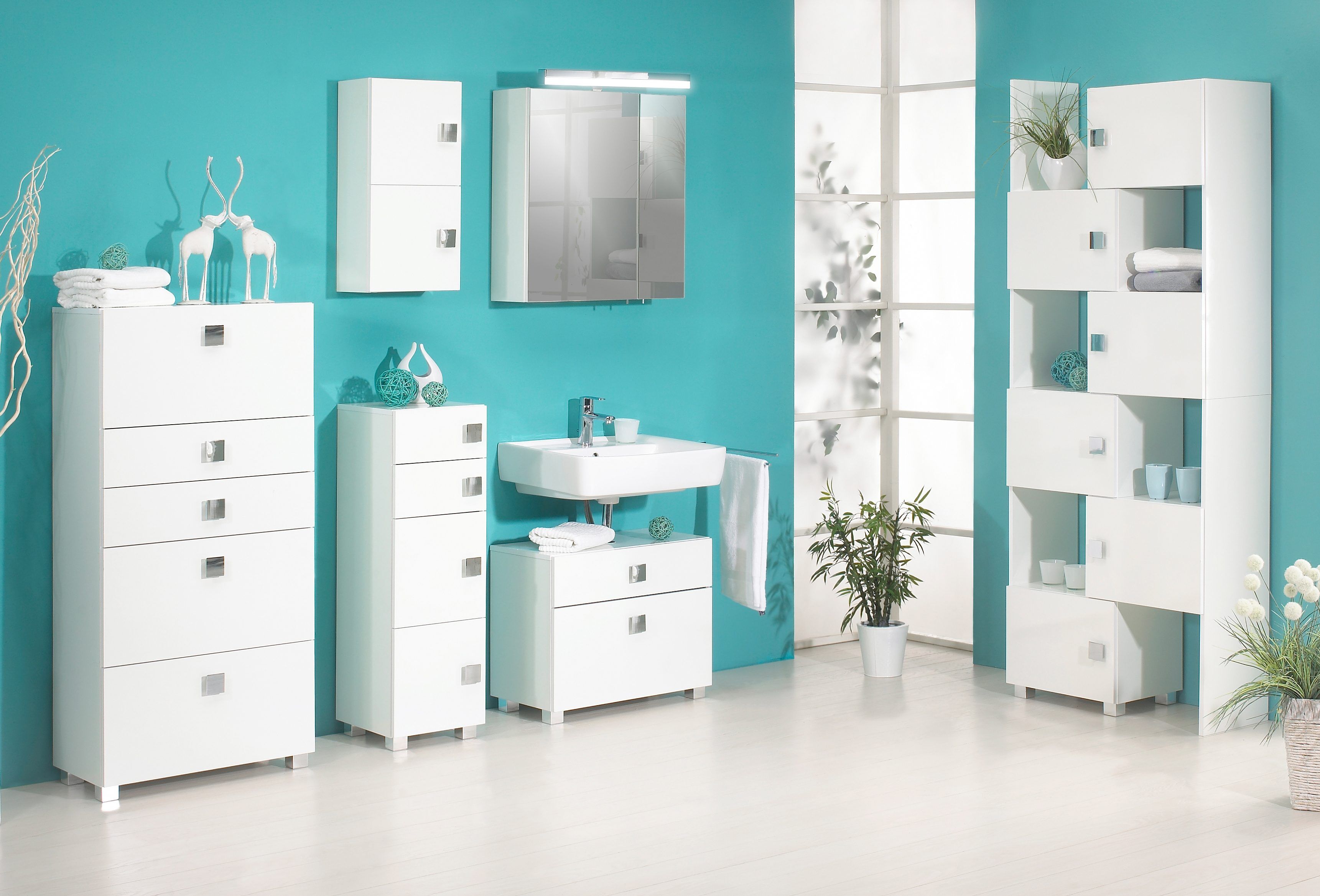 Unterschrank SCHILDMEYER "Quadra", weiß (weiß glanz, weiß glanz), B:33cm H:101cm T:34,5cm, Schränke, Unterschrank, Solide Verarbeitung - Dieses Produkt ist in Deutschland gefertigt