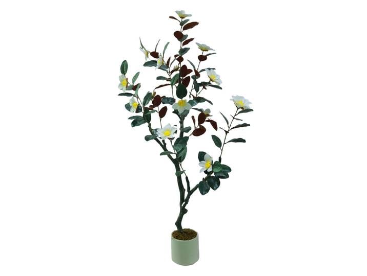 Arbre de magnolie artificielle, fausses plantes réalistes en pot, arbre de magnolie en pot, arbre d'intérieur avec fleurs et feuilles en fleurs pour G