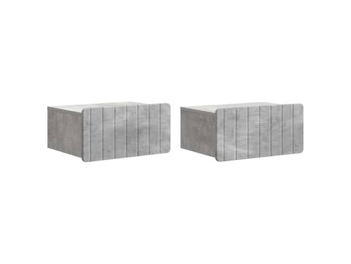 HGFDVCMR Wandnachttisch 2er Set Betongrau Holzwerkstoff 49x34,5x24 cm Platzsparende Hängekonsolen im 2er Set für Schlafzimmer und Wohnbereich mit integrierter Schublade aus Holzwerkstoff.