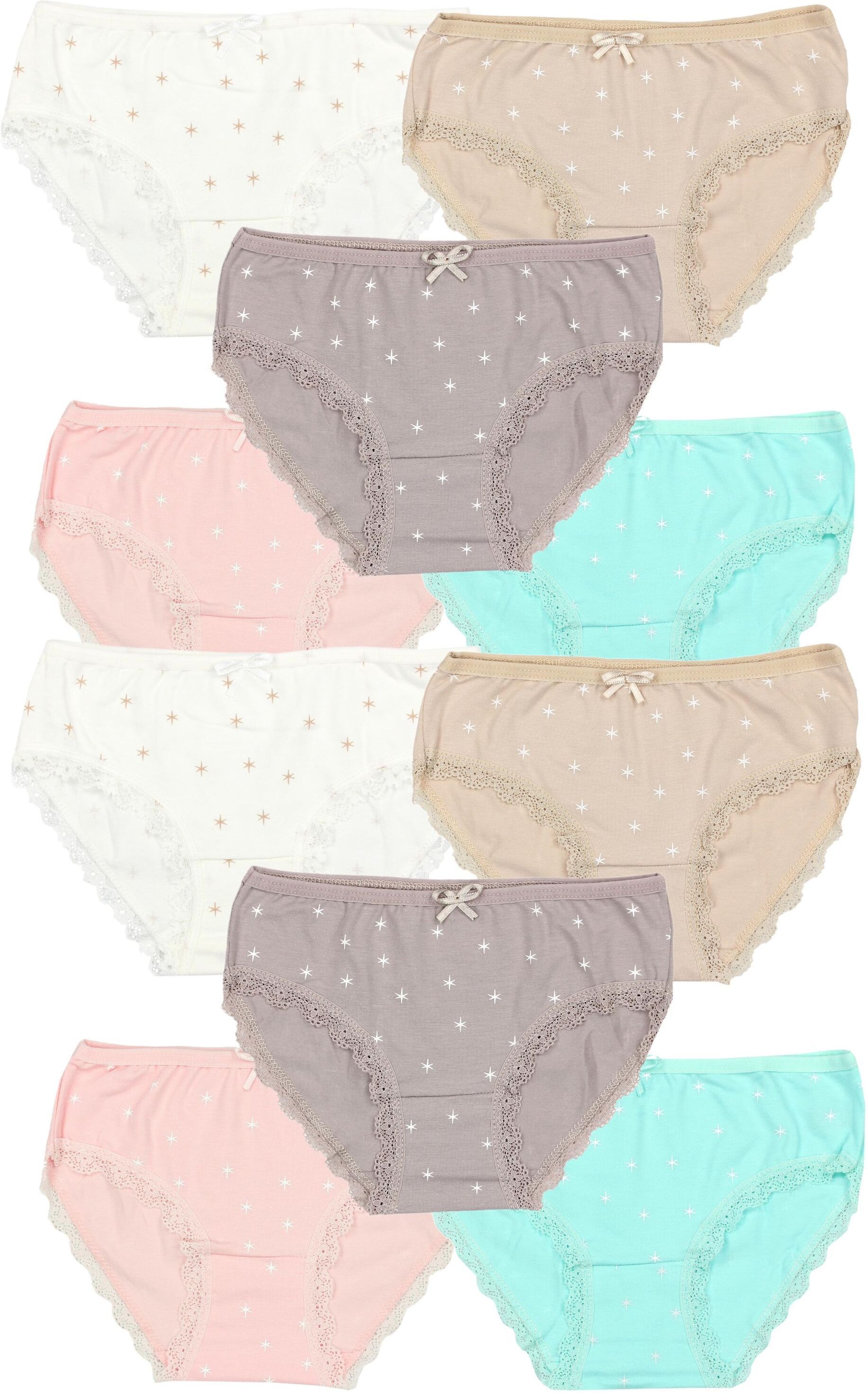 Slip TUPTAM "Slips Mädchen Slips mit Aufdruck 10er Pack", Kinder, Gr. 128, beige (farbenmix 9), Unterhosen Slip