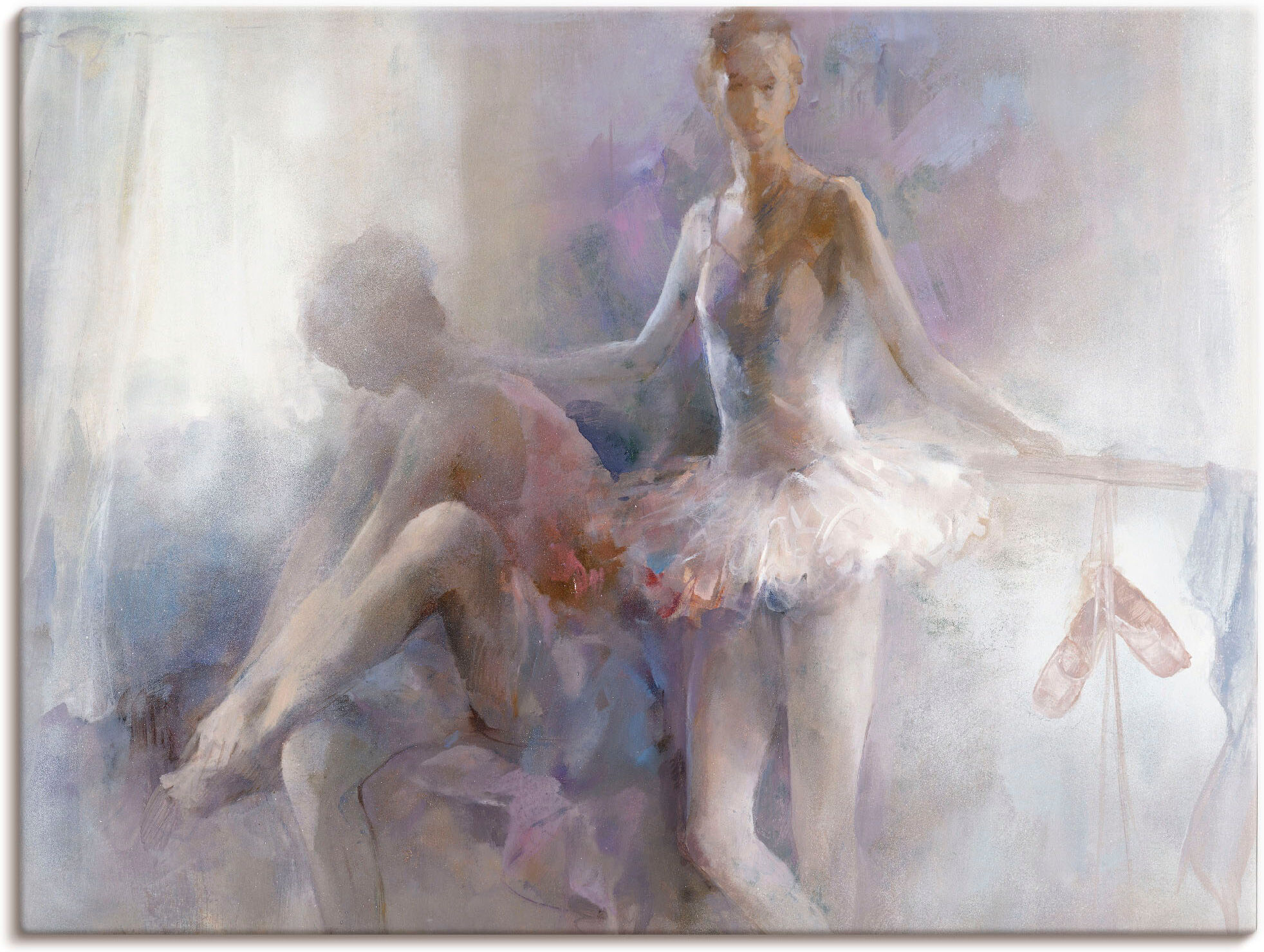 Leinwandbild ARTLAND "Ballett-Mädchen", weiss (farbe bild(er): weiß), B:120cm H:90cm, Bilder, Leinwandbild, auf Holzrahmen gespannt farbe bild(er): weiß B/H/T: 120cm x 90cm, Leinwandbild Sport Querformat, 1 Stk.