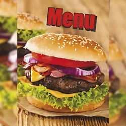 Menü Speisekarte mit 6 Hüllen A4 aus Burger