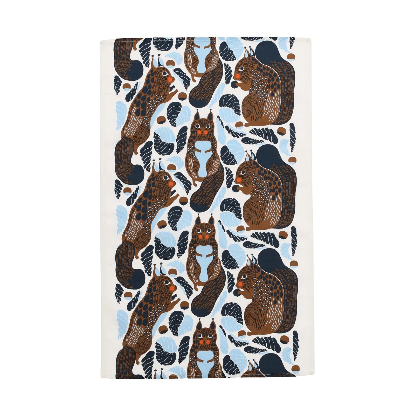 Marimekko Kurre theedoek Wit-lichtblauw-toffee 43 x 70 cm