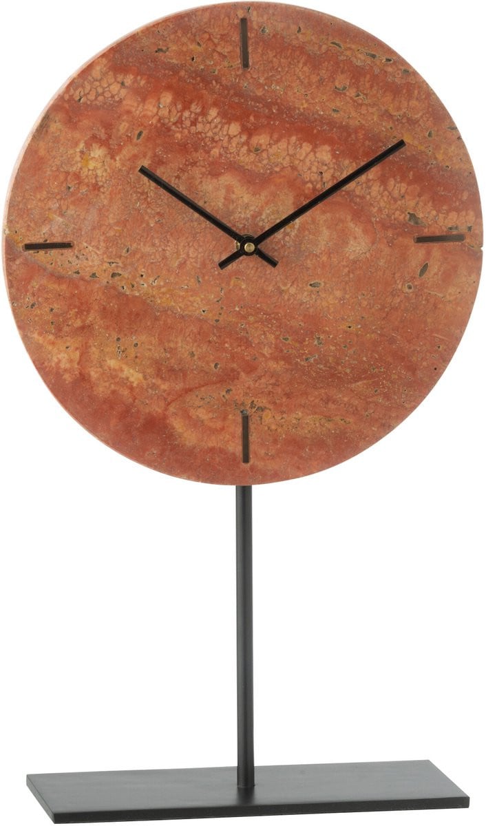J-Line Wandklok Rond Marmer Terracotta/Zwart