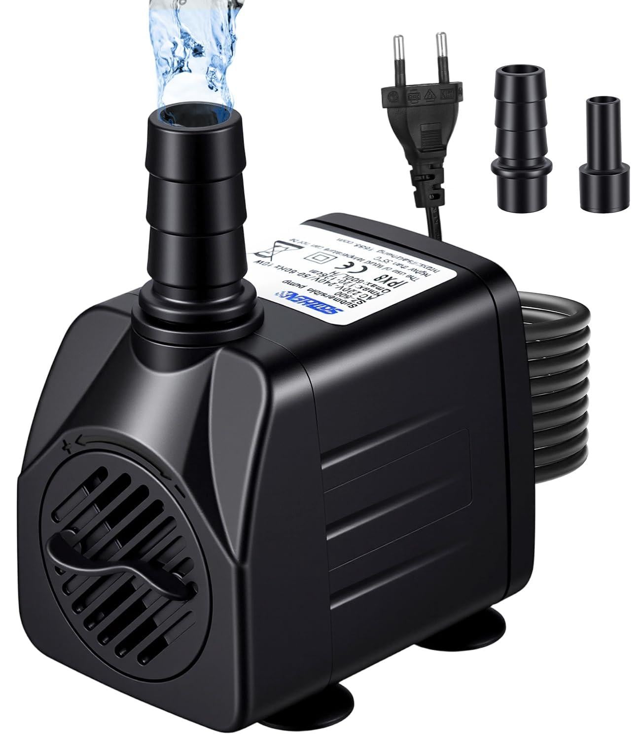 Selius Mini-waterpomp 600 l/h, 10 W dompelpomp met 2 sproeiers