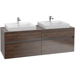 Villeroy & Boch Waschbeckenunterschrank Collaro C024B0 Arizona Oak, 1600x548x500 mm, mit Beleuchtung und SoftClosing, für 2 Waschbecken