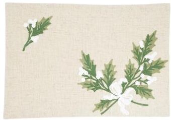 Saro Lifestyle "Linen Blend Holly Leaves Placemat (Set of 4) - 13""x19"""
