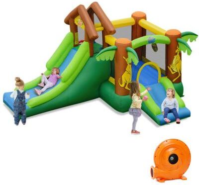Costway Kids Inflatable Jungle Bounce House Castle with 735W Blower