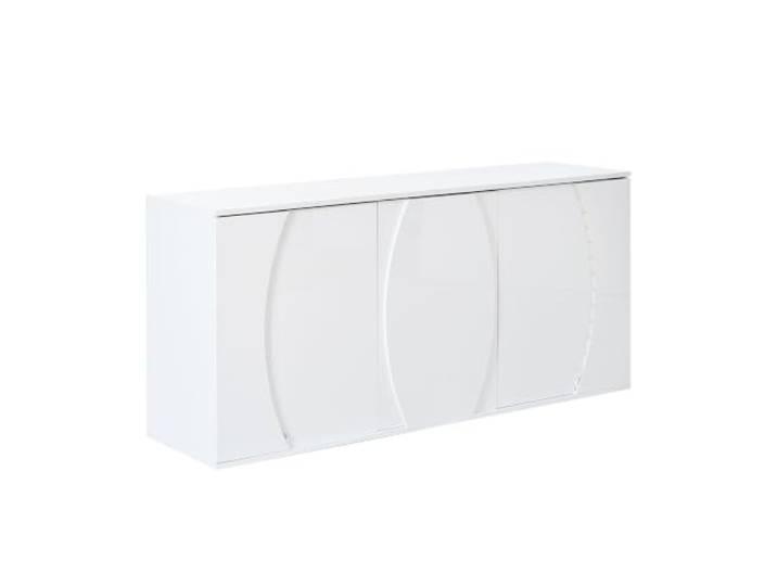 Sideboard 150x40x70cm, 3-Türig, Hochglänzend Weiß, LED Hochglänzend weiß, 150 x 40 x 70 cm, 3 Türen, LED-Beleuchtung, Spanplatte, max. 50 kg Tragfähigkeit, verstellbare Böden