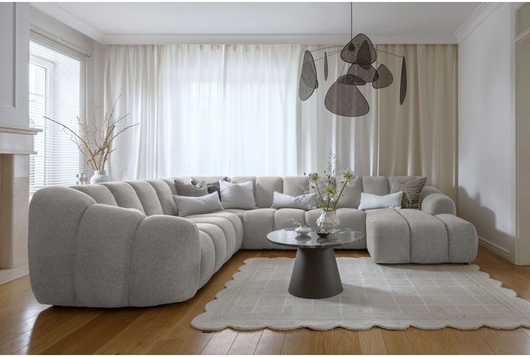 MiuForm Shell 8 Seater Corner Sofa Light Grey 75cm H X 330cm W X 265cm D