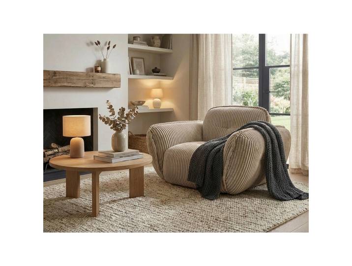 Trendmanufaktur Sessel BE Fluffy, Beige, Kunststoff, 123x87x120 cm, Made in EU, gepolsterte Armlehnen, Wohnzimmer, Sessel, Polstersessel