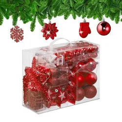Relaxdays Weihnachtskugeln im 100er Set Weiß,Rot,Silber
