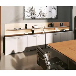Büro Sideboard Design mit Rückpaneel und LED-Beleuchtung Ariaro