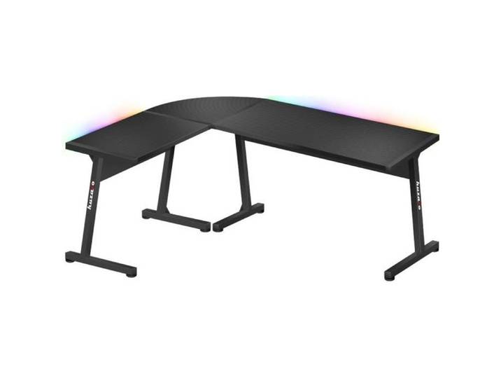 Bureau d'angle gaming - HUZARO - HERO 6.0 - LED RGB - Panneau Carbone - Ergonomique