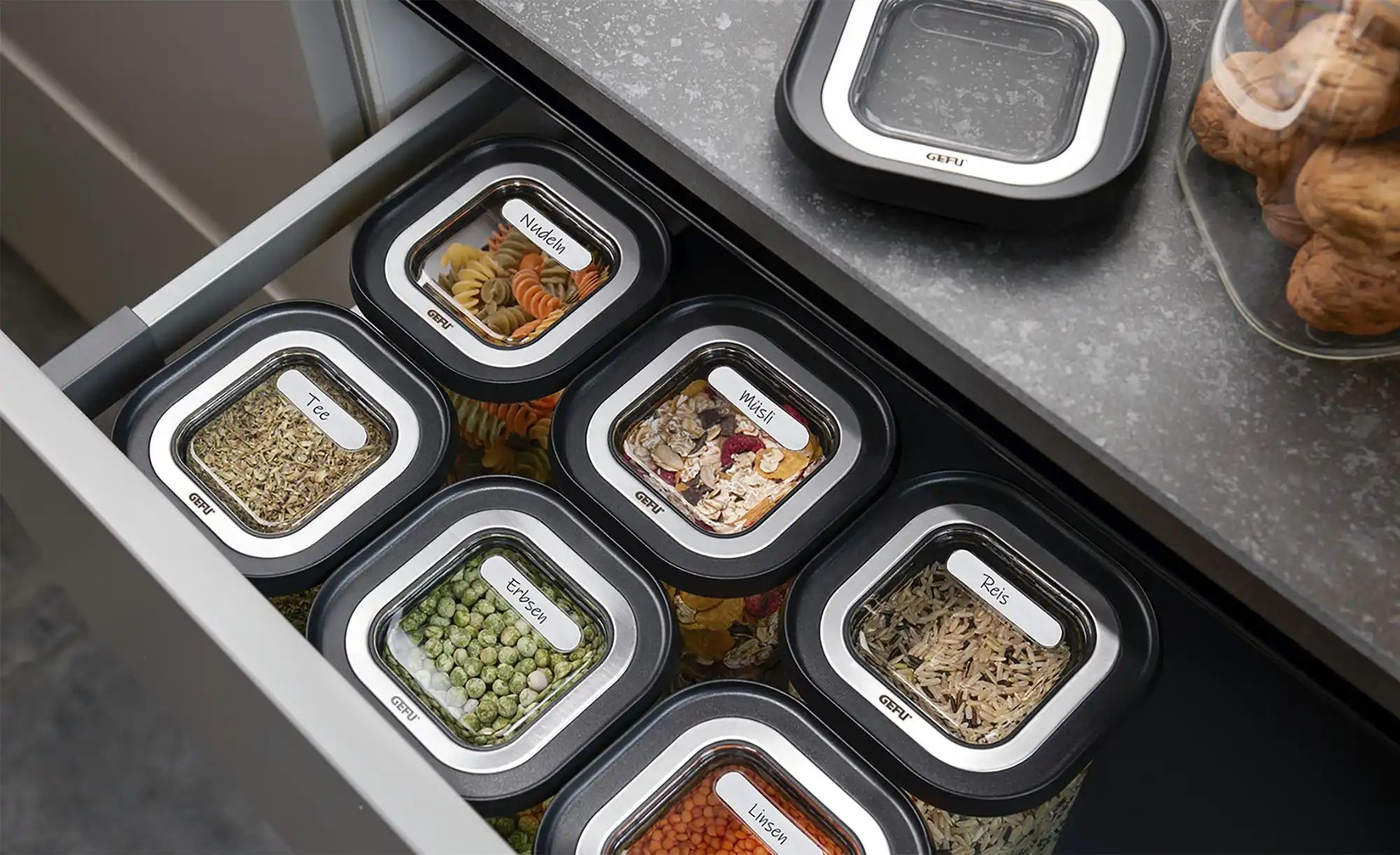 Gefu 3er-Vorratsdosenset  PANTRY ¦ transparent/klar ¦ Kunststoff