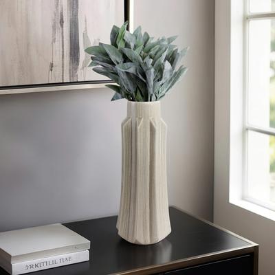 Sagebrook Home Ceramic Vase with Sculptural Swirl Design and Textured Detailing