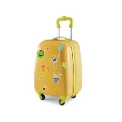 For Kids - Kindergepäck + reflektierende Aufkleber Monster, Kinderkoffer, Hartschalenkoffer für Kinder, Handgepäck, 24 Liter, Gelb