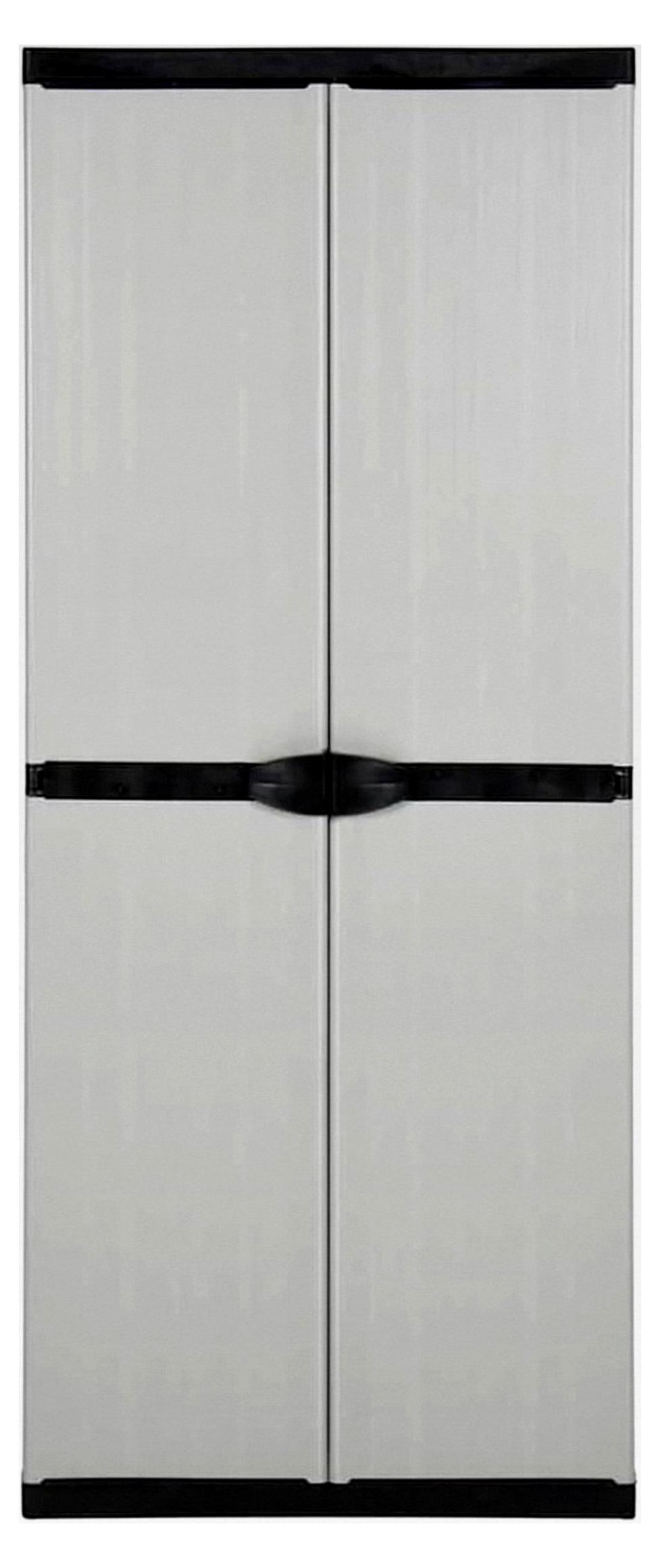 Garten-Lagerschrank mit 3 Böden in Grau und Schwarz 68x40x168 cm