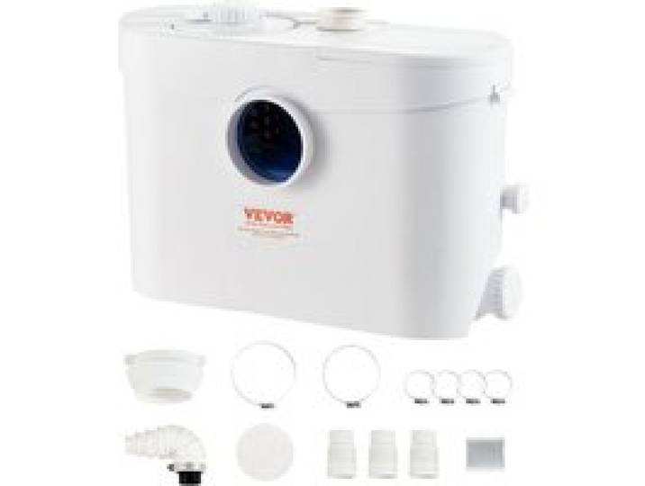 VEVOR Hebeanlage, 700 W, 9600 l/h Durchfluss, 10 m Förderhöhe, Zerkleinerer-Abwasserpumpe mit 3 Wassereinlässen für Toilette, Keller, Küche, Waschbecken, Badewanne, Abwasserentsorgung, Aufspülmaschine