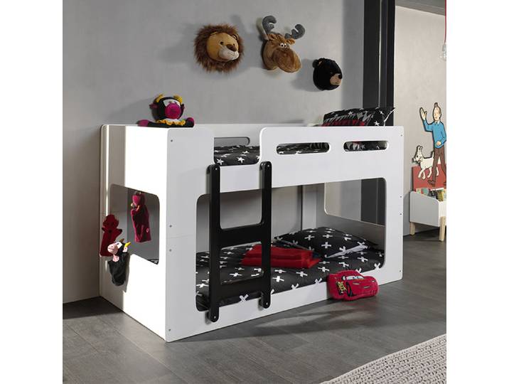 Lit Superposé 90x200 Sommier Inclus Vipack Luca - Blanc
