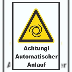 HB-Druck Achtung Automatischer Anlauf A6 (105x148mm) Schild