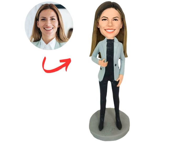 Bobblehead personnalisé à partir d'une photo - Cadeau unique pour femme de bureau, patron, amis, anniversaire et anniversaire de mariage