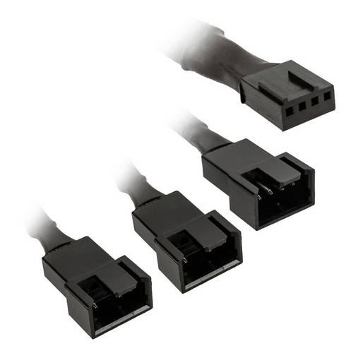 Kolink PC-Lüfter Y-Adapter [1x PC-Lüfter Buchse 4pol. - 3x PC-Lüfter Stecker 4pol.] 35cm Schwarz