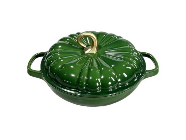 Emaillierter Schmortopf Aus Gusseisen 3,36 L – Robuster Dutch Oven Mit Kürbis-Deckel, Ideal Für Eintöpfe, Suppen, Braten Und Schmorgerichte