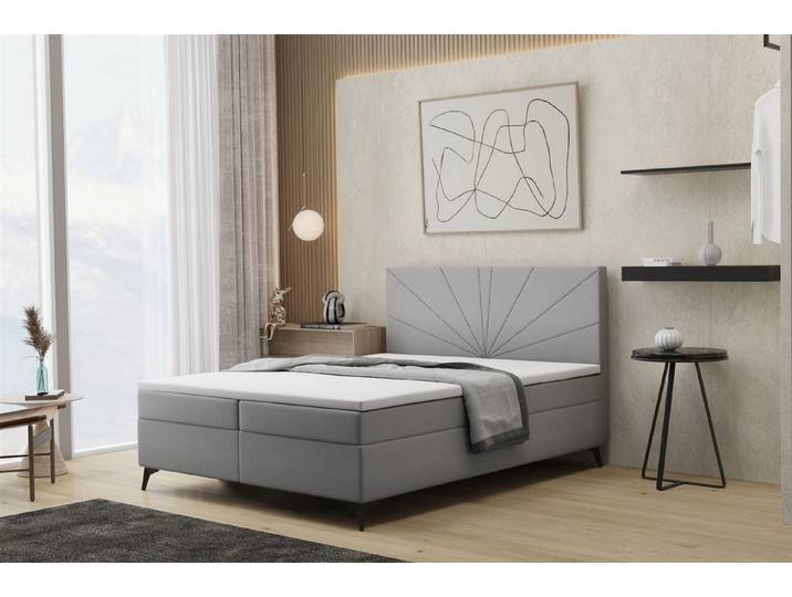 Fun Möbel Boxbett Schlafzimmerbett PONCE 200er in Stoff (inkl. Bettkasten, inkl. Kaltschaumtopper)