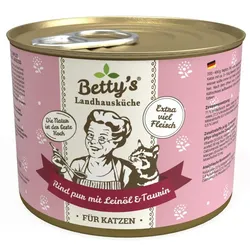 Bettys Landhausküche Katze Rind pur mit Leinöl | 6x 200g