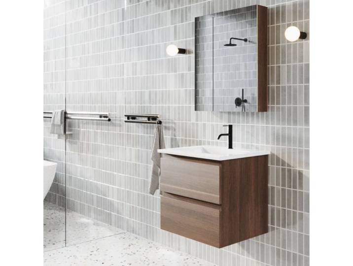 Meuble salle de bain design simple vasque MESSINA largeur 60 cm noyer
